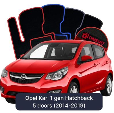 Velours-Autofußmatten OMEVO für Opel Karl 1 gen Kompakt 5 Türer (2014–2019)