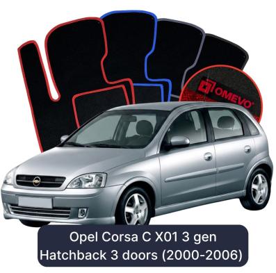 Velours-Autofußmatten OMEVO für Opel Corsa C X01 3 gen Kompakt 3-Türer (2000-2006)