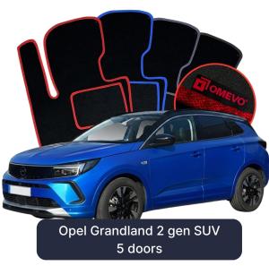 OMEVO Velours-Autofußmatten für Opel Grandland 2 gen SUV 5-Türer (2024–2025)