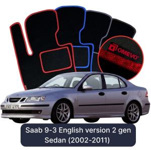 OMEVO Velours-Autofußmatten für Saab 9-3 Englische Version 2 gen Limousine (2002–2011)
