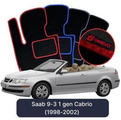 Velours-Autofußmatten OMEVO für Saab 44994 1 gen Cabrio (1998-2002)