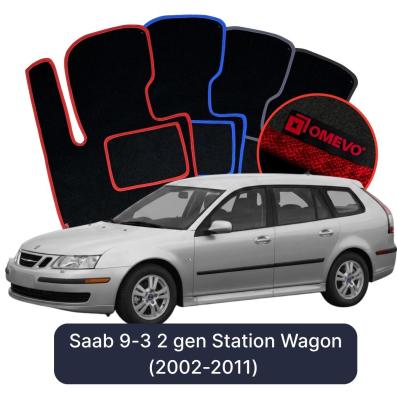 Velours-Autofußmatten OMEVO für Saab 44994 2 gen Kombi (2002-2015)