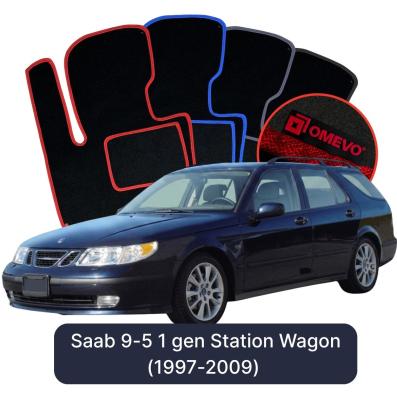Velours-Autofußmatten OMEVO für Saab 45055 1 gen Kombi (1997-2009)