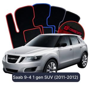 OMEVO Velours-Autofußmatten für Saab 9-4 1 gen SUV (2011-2012)