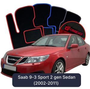 OMEVO Velours-Autofußmatten für Saab 9-3 Sport  2 gen Limousine (2002-2011)