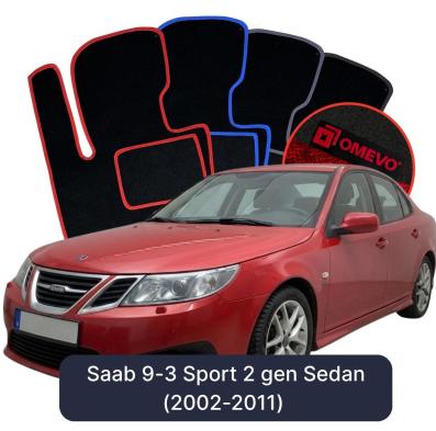 Velours-Autofußmatten OMEVO für Saab 9-3 Sport  2 gen Limousine (2002-2011)
