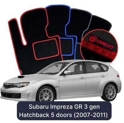 Velours-Autofußmatten OMEVO für Subaru Impreza GR 3 gen Kompakt 5 Türer (2007-2011)