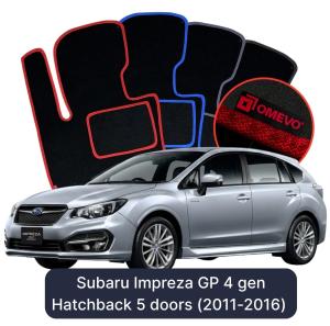 OMEVO Velours-Autofußmatten für Subaru Impreza GP 4 gen Kompakt 5 Türer (2011-2018)
