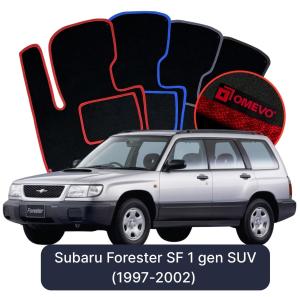 OMEVO Velours-Autofußmatten für Subaru Forester SF 1 gen SUV (1997-2002)