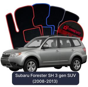 OMEVO Velours-Autofußmatten für Subaru Forester SH 3 gen SUV (2008-2013)