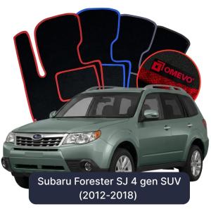 OMEVO Velours-Autofußmatten für Subaru Forester SJ 4 gen SUV (2012-2018)
