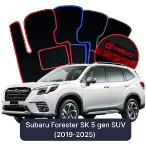 OMEVO Velours-Autofußmatten für Subaru Forester SK 5 gen SUV (2019-2025)