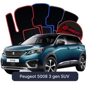 OMEVO Velours-Autofußmatten für Peugeot 5008 3 gen SUV (2024-2025)