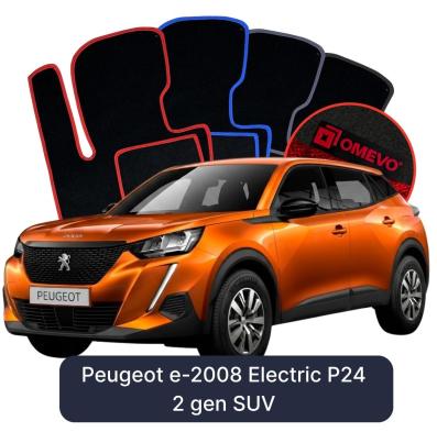 Velours-Autofußmatten OMEVO für Peugeot e-2008 Elektromotor P24 2 gen SUV (2019-2025)