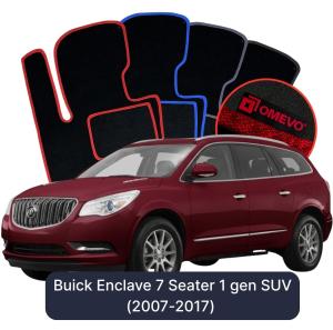OMEVO Velours-Autofußmatten für Buick Enclave 7-Sitzer 1 gen SUV (2007-2017)