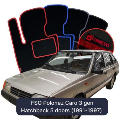 Velours-Autofußmatten OMEVO für FSO Polonez Caro 3 gen Kompakt 5 Türer (1991-1997)