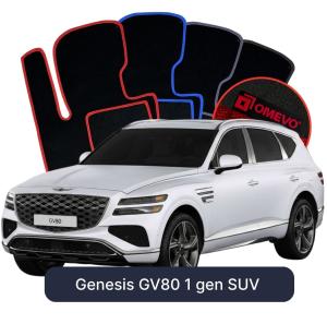 OMEVO Velours-Autofußmatten für Genesis GV80 1 gen SUV (2020-2025)