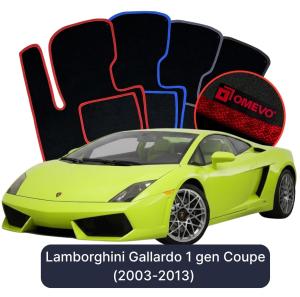 OMEVO Velours-Autofußmatten für Lamborghini Gallardo 1 gen Coupe (2003-2013)