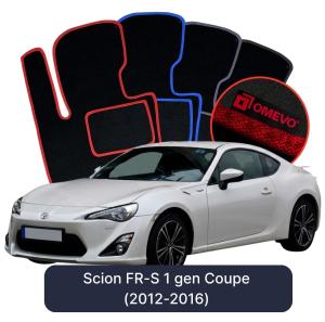 OMEVO Velours-Autofußmatten für Scion FR-S 1 gen Coupe (2012-2016)