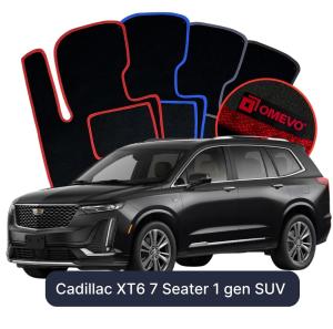 OMEVO Velours-Autofußmatten für Cadillac XT6 7-Sitzer 1 gen SUV (2019-2026)