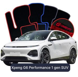 OMEVO Velours-Autofußmatten für Xpeng G6 Performance 1 gen SUV (2023-2025)