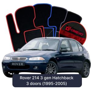 OMEVO Velours-Autofußmatten für Rover 214 3 gen Hatchback 3 Türen (1995-2005)