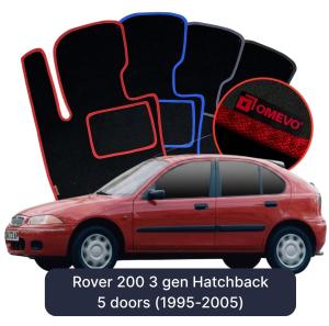 OMEVO Velours-Autofußmatten für Rover 200 3 gen Kompakt 5 Türer (1995-2005)