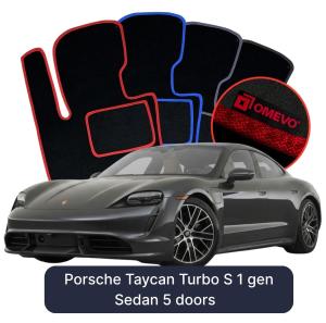 OMEVO Velours-Autofußmatten für Porsche Taycan Turbo S 1 gen Sedan 5 Türer (2019-2025)