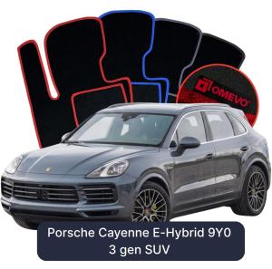 OMEVO Velours-Autofußmatten für Porsche Cayenne E-Hybrid 9Y0 3 gen SUV (2018-2025)