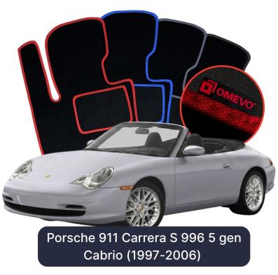 Velours-Autofußmatten OMEVO für Porsche 911 Carrera S 996 5 gen Cabrio (1997-2006)