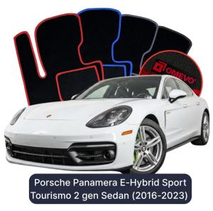 OMEVO Velours-Autofußmatten für Porsche Panamera E-Hybryd Sport Tourismo 2 gen Sedan (2016-2023)