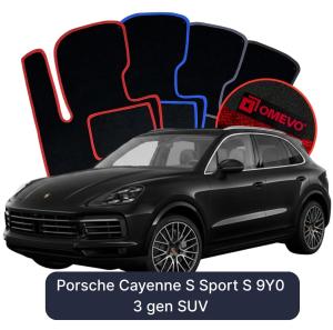 OMEVO Velours-Autofußmatten für Porsche Cayenne S 9Y0 3 gen SUV (2018-2025)