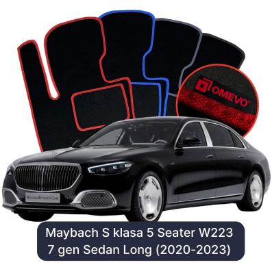 Velours-Autofußmatten OMEVO für Maybach S-Klasse 5-Sitzer W223 7 gen Limousine Langversion (2020-2023)