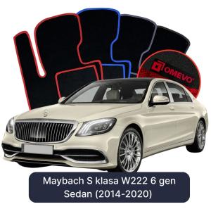 OMEVO Velours-Autofußmatten für Maybach S-Klasse W222 6 gen Limousine (2014-2020)