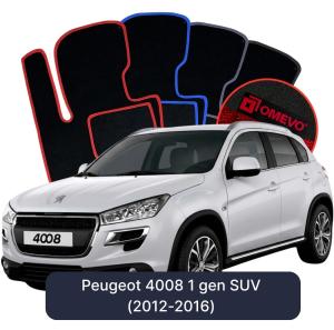 OMEVO Velours-Autofußmatten für Peugeot 4008 1 gen SUV (2012-2016)