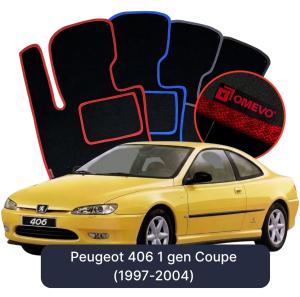 OMEVO Velours-Autofußmatten für Peugeot 406 1 gen Coupe (1997-2004)