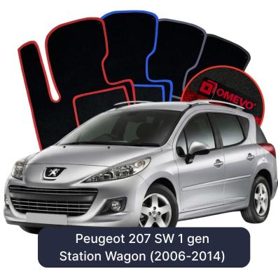 Velours-Autofußmatten OMEVO für Peugeot 207 SW 1 gen Station Wagon (2006-2014)