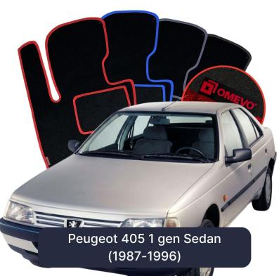 Velours-Autofußmatten OMEVO für Peugeot 405 1 gen Limousine (1987-1996)