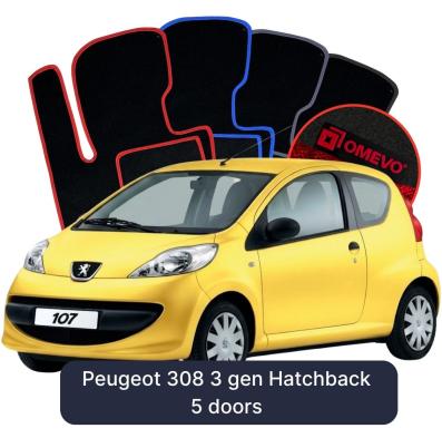 Velours-Autofußmatten OMEVO für Peugeot 107 1 gen Kompakt 3 Türer (2005-2014)