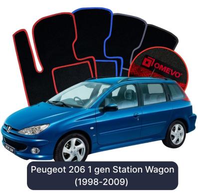 Velours-Autofußmatten OMEVO für Peugeot 206 1 gen Kombi (1998-2009)