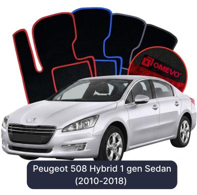 Velours-Autofußmatten OMEVO für Peugeot 508 Hybrid 1 gen Limousine (2010-2018)