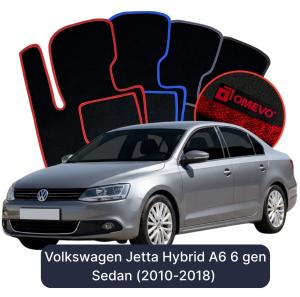 OMEVO Velours-Autofußmatten für Volkswagen Jetta Hybrid A6 6 gen Limousine (2010-2018)