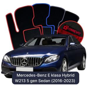 OMEVO Velours-Autofußmatten für Mercedes-Benz E klasa Hybrid W213 5 gen Limousine (2016-2023)