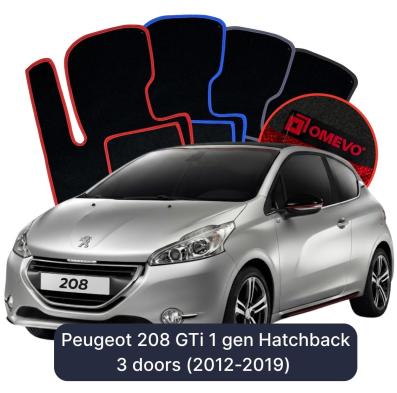 Velours-Autofußmatten OMEVO für Peugeot 208 GTi 1 gen Kompakt 3 Türer (2012-2019)