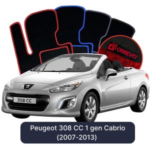 OMEVO Velours-Autofußmatten für Peugeot 308 CC 1 gen Cabrio (2007-2013)