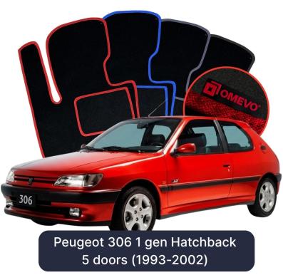 Velours-Autofußmatten OMEVO für Peugeot 306 1 gen Kompakt 5 Türer (1993-2002)