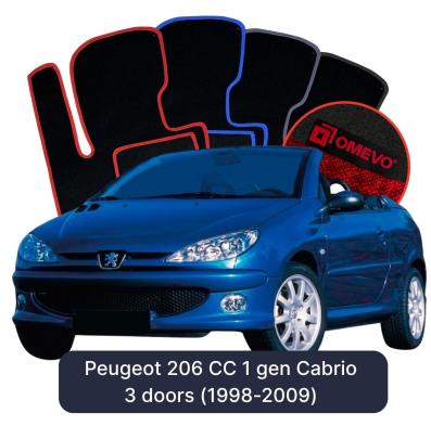 Velours-Autofußmatten OMEVO für Peugeot 206 CC 1 gen Cabrio 3 Türer (1998-2009)