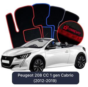 OMEVO Velours-Autofußmatten für Peugeot 208 CC 1 gen Cabrio (2012-2019)
