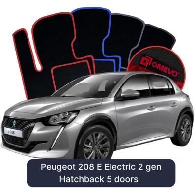 Velours-Autofußmatten OMEVO für Peugeot 208 E Elektromotor 2 gen Kompakt 5 Türer (2019-2025)
