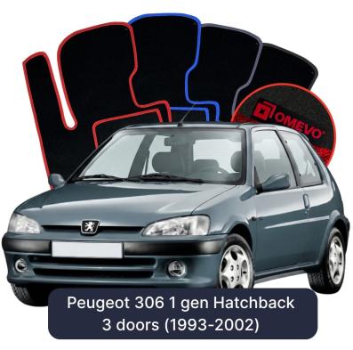 Velours-Autofußmatten OMEVO für Peugeot 306 1 gen Kompakt 3 Türer (1993-2002)